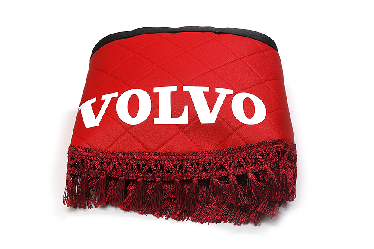 Ламбрекен лобового стекла и угол для грузовиков VOLVO эко-кожа (Красный с красной бахромой)