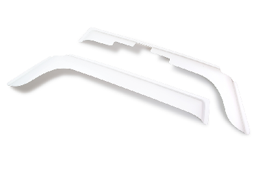 Дефлекторы на КАМАЗ ЕВРО накладные (малый угол) Белые с вырезом под бордюрник