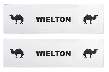 Брызговик длинномер из 2-х частей 1200*350 (белая резина) WIELTON   Верблюд LUX (Черная надпись)