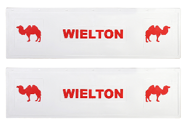 Брызговик длинномер из 2-х частей 1200*350 (белая резина) WIELTON   Верблюд LUX (Красная надпись)