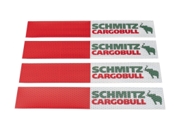 Наклейка Лента светоотражающая SCHMITZ красно-белая (зеленая надпись) 30х5 см (комплект 4 шт.)