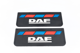 Брызговики задние DAF черная резина LUX PRO с белой надписью и красно-синей полосой 670*270