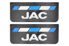 Брызговики задние JAC черная резина LUX PRO с белой надписью и сине-белой полосой