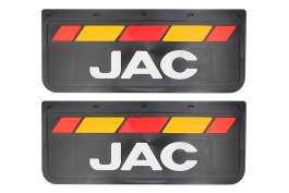 Брызговики задние JAC черная резина LUX PRO c белой надписью и красно-желтой полосой 670*270 красно-желтый