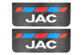 Брызговики задние JAC черная резина LUX PRO с белой надписью и красно-синей полосой 670*270