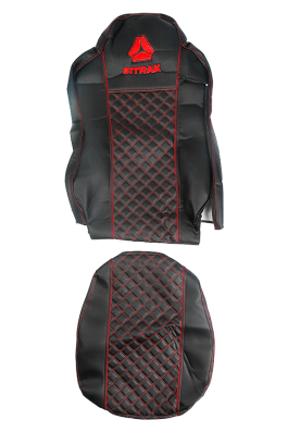 Чехлы на сиденья SITRAK MAX (ST02) кожа/кожа, черная кожа и черная перфорация, красная отстрочка (премиум)