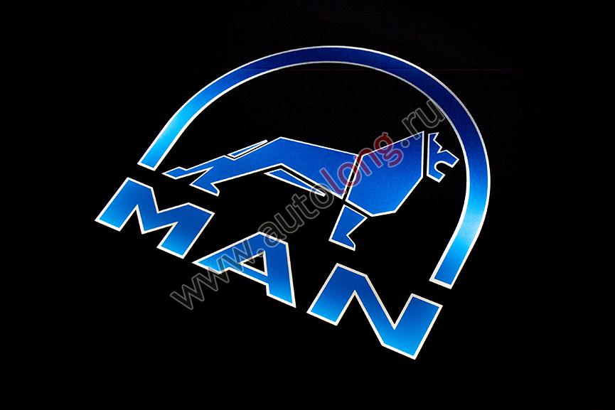 Табличка светящаяся в спальник MAN -Лого (24V)  Синий 50х40