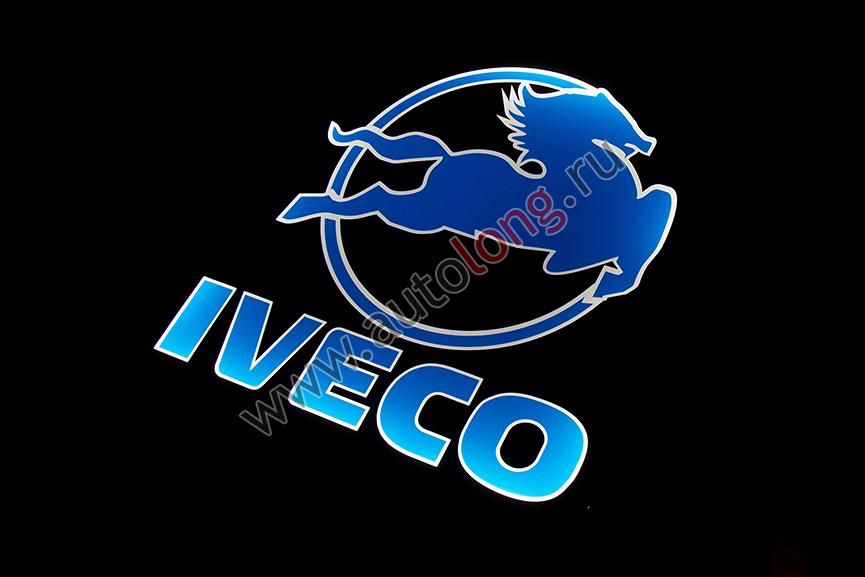 Табличка светящаяся в спальник IVECO- Лого (24V) Синий 40х48