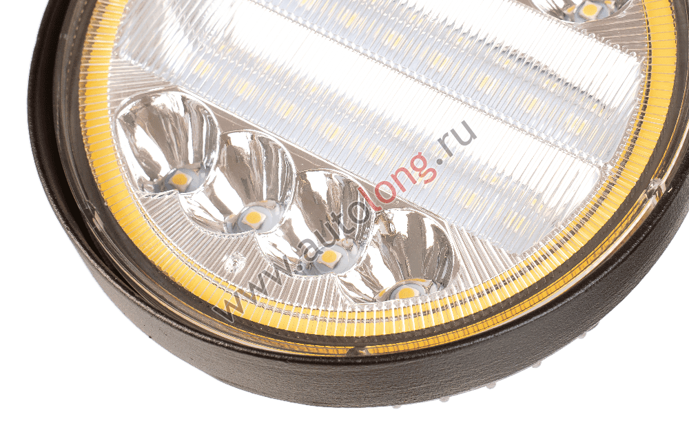 Фара противотуманная круглая светодиодная с желтым габаритным огнем 12-24 В, 27 Вт