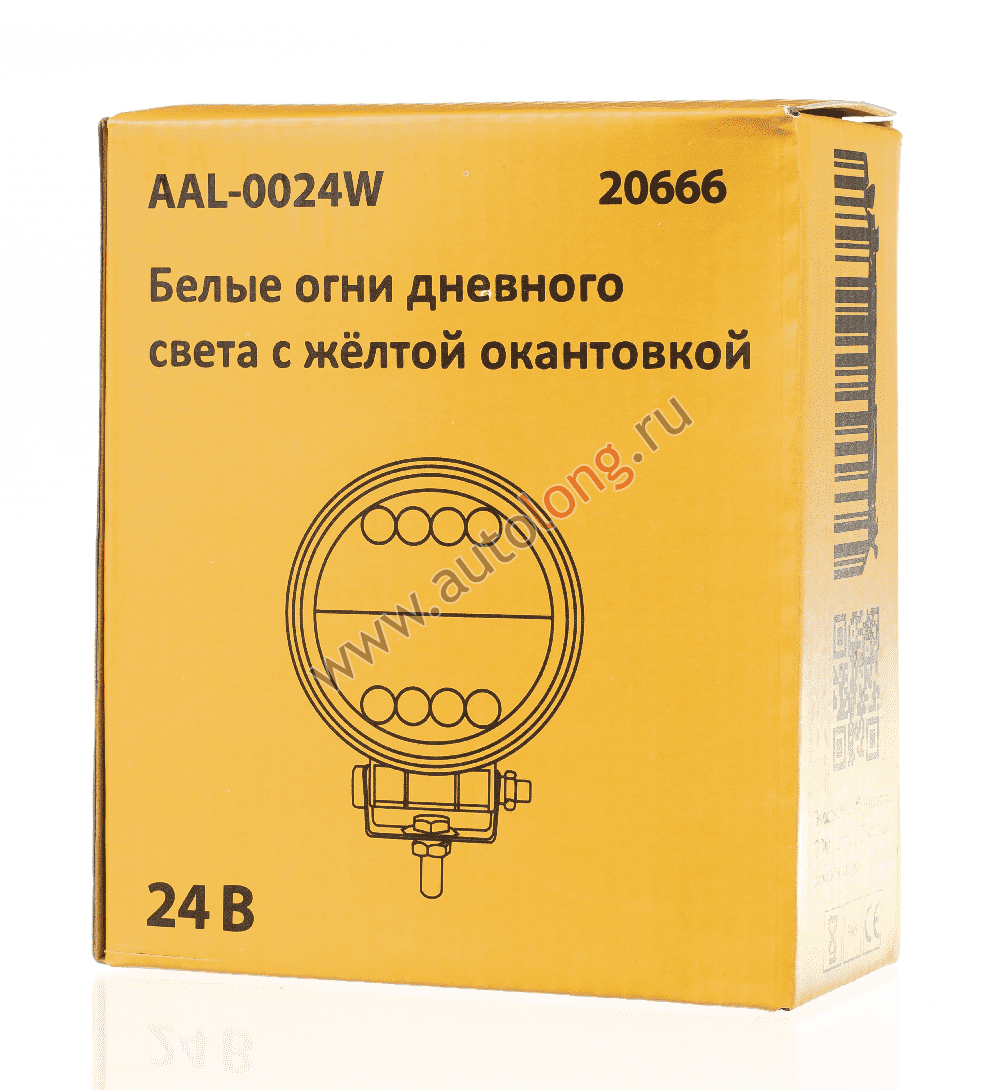 Фара противотуманная круглая светодиодная с желтым габаритным огнем 12-24 В, 27 Вт