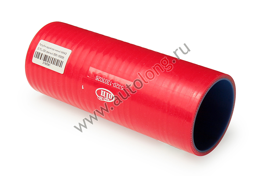 Патрубок радиатора нижний для КАМАЗ (D=70, L-200) красный MVQ (5320-1303026)