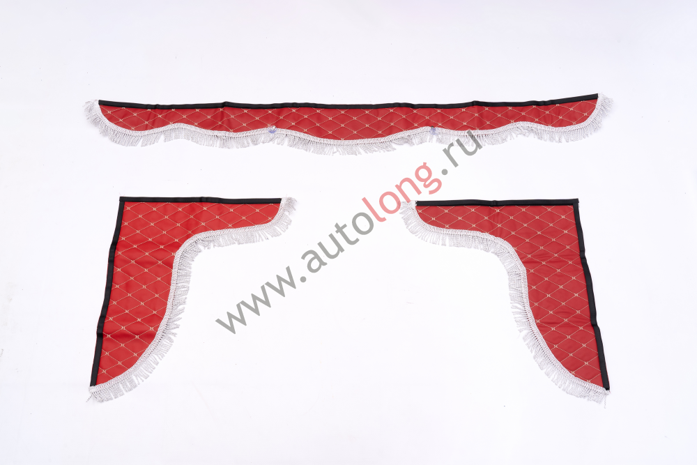 Ламбрекен лобового стекла и угол для грузовиков и коммерческих машин российской марки эко-кожа (Красный) Ламбрекен лобового стекла и угол для грузовиков и коммерческих машин российской марки эко-кожа (Красный)