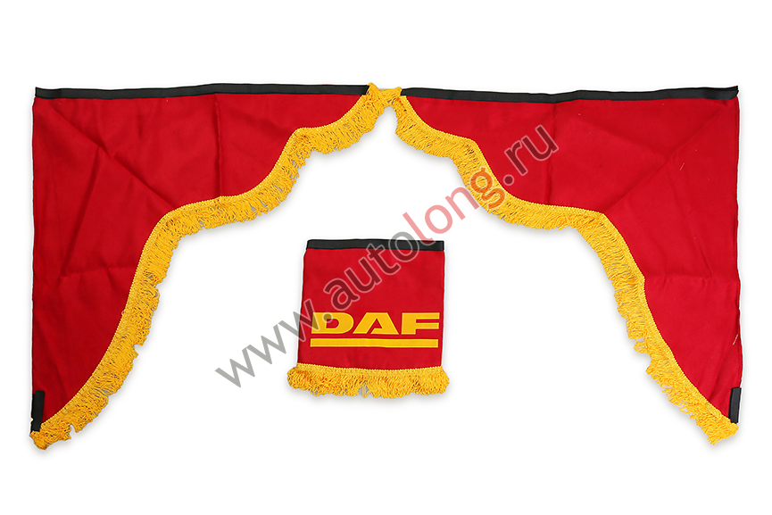 Ламбрекен лобового стекла и угол DAF (польская ткань) Красный с золотым