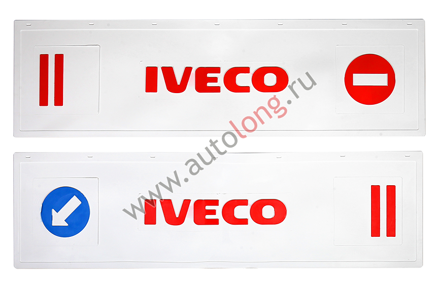Брызговики длинномер из 2-х частей 1200*350 (белая резина) IVECO (стрелка) LUX (Красная надпись) Брызговики длинномер из 2-х частей 1200*350 (белая резина) IVECO (стрелка) LUX (Красная надпись)