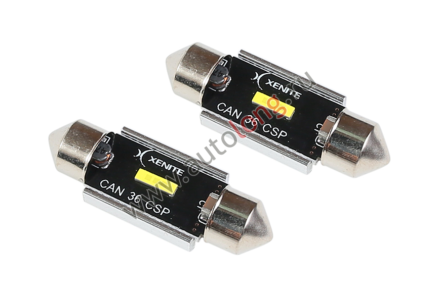 Светодиодная лампа 12В 5000K CAN 36 CSP XENITE (встроенная обманка)(T11/C5W 36 mm) (Яркость 280 LM), 2 шт Светодиодная лампа 12В 5000K CAN 36 CSP XENITE (встроенная обманка)(T11/C5W 36 mm) (Яркость 280 LM), 2 шт