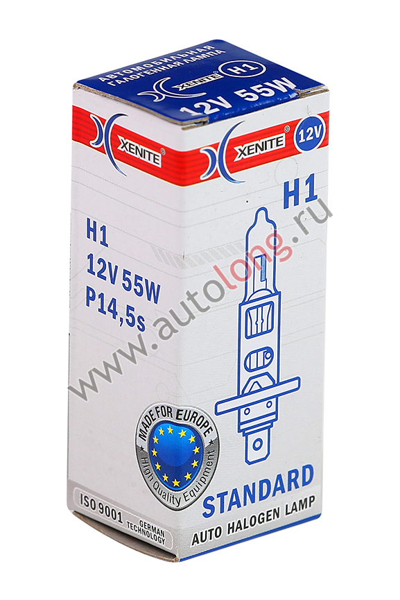 Лампа галогеновая 12В Xenite Standard H1 (P14.5s) Лампа галогеновая 12В Xenite Standard H1 (P14.5s)