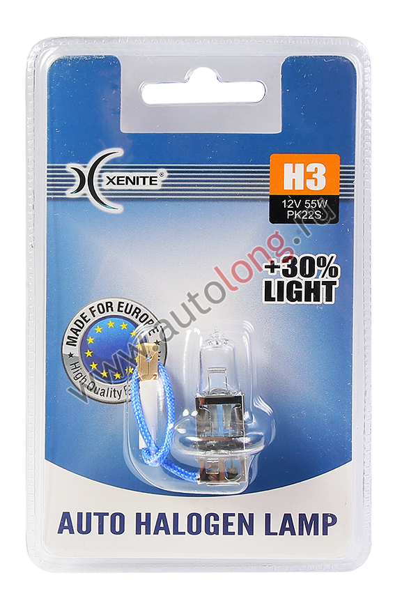Лампа галогеновая 12 V Xenite H3 (PK22s) Яркость больше на 30%