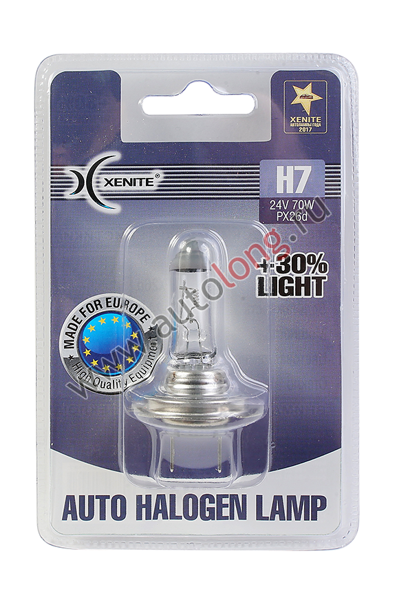 Лампа галогеновая Xenite H7 24В (PX26d) Яркость 30% Лампа галогеновая Xenite H7 24В (PX26d) Яркость 30%