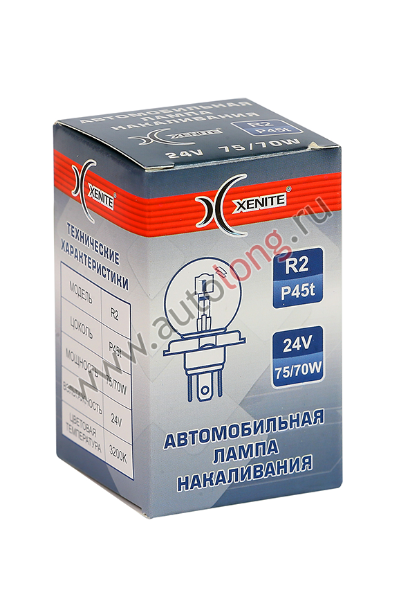 Лампа накаливания для авто 24В R2 (P45t) 75/70W Лампа накаливания для авто 24В R2 (P45t) 75/70W