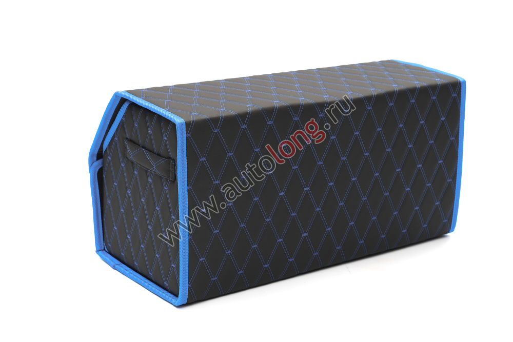 Органайзер в багажник автомобиля из эко кожи FOR CARS (р-р L 60*31*31 см) двойной ромб (черный/синяя н/синий к)
