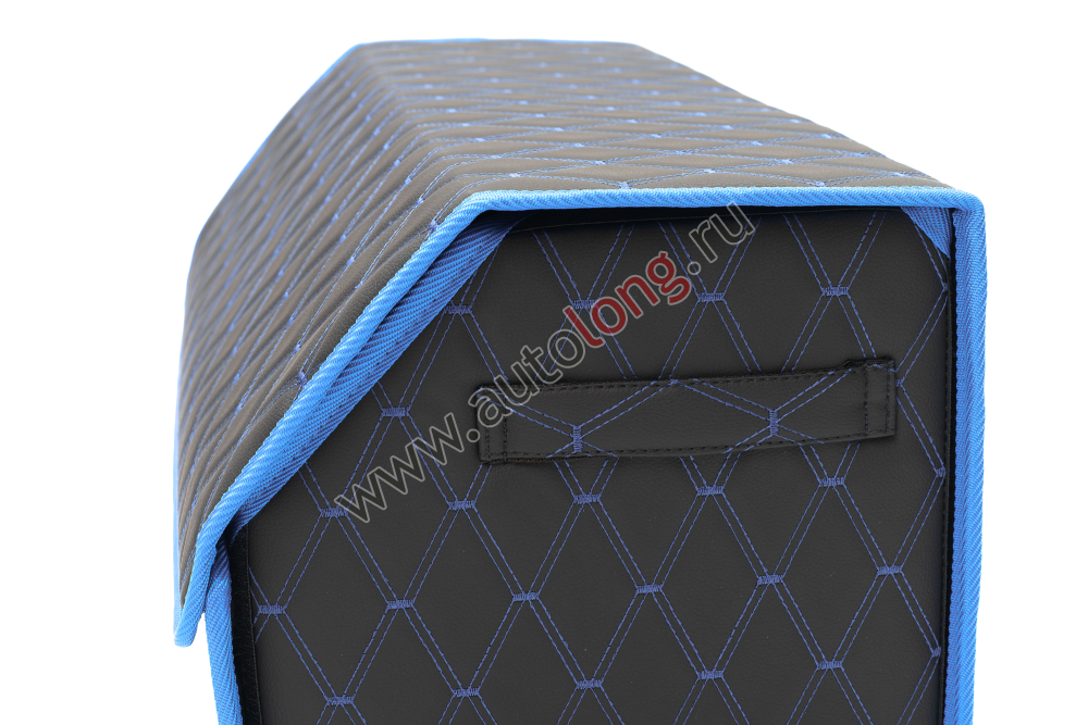 Органайзер в багажник автомобиля из эко кожи FOR CARS (р-р L 60*31*31 см) двойной ромб (черный/синяя н/синий к)