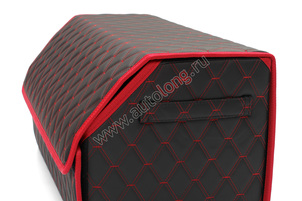 Органайзер в багажник машины из эко кожи FOR CARS (р-р L 60*31*31 см) двойной ромб (черный/красная н/красный к)