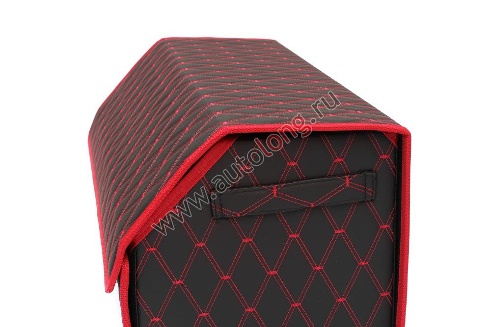 Органайзер в багажник из эко кожи FOR CARS (р-р XL 70*31*31 см), двойной ромб (черный/красная н/красный к)