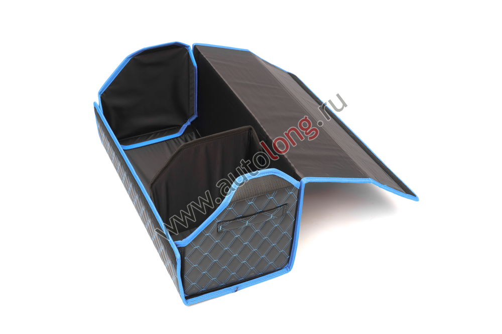 Органайзер автомобильный в багажник из эко кожи FOR CARS (р-р XL 70*31*31 см), двойной ромб (черный/синяя н/синий к)