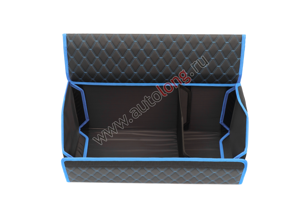Органайзер автомобильный в багажник из эко кожи FOR CARS (р-р XL 70*31*31 см), двойной ромб (черный/синяя н/синий к)