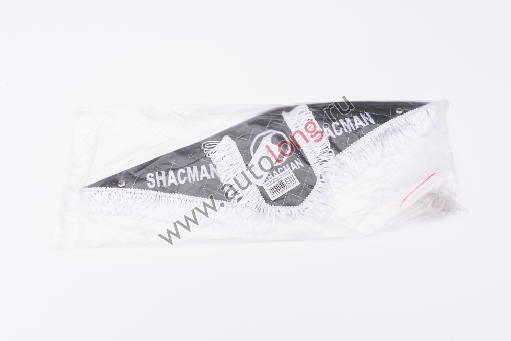 Вымпел Тройной (эко-кожа) вышивка SHACMAN черный с белой бахромой Вымпел Тройной (эко-кожа) вышивка SHACMAN черный с белой бахромой