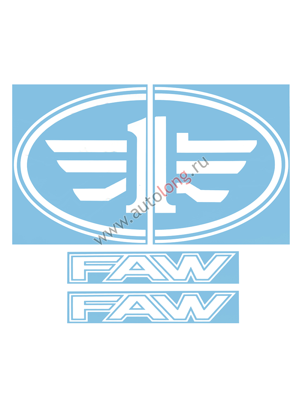 Наклейки на грузовые авто FAW вырезанные Белые (45х34 см), комплект на две стороны Наклейки на грузовые авто FAW вырезанные Белые (45х34 см), комплект на две стороны