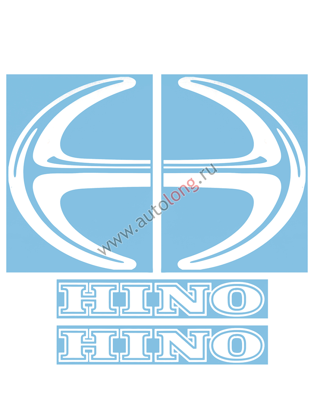 Наклейки автомобильные HINO (вырезанные) Белые (45х34 см), комплект на две стороны