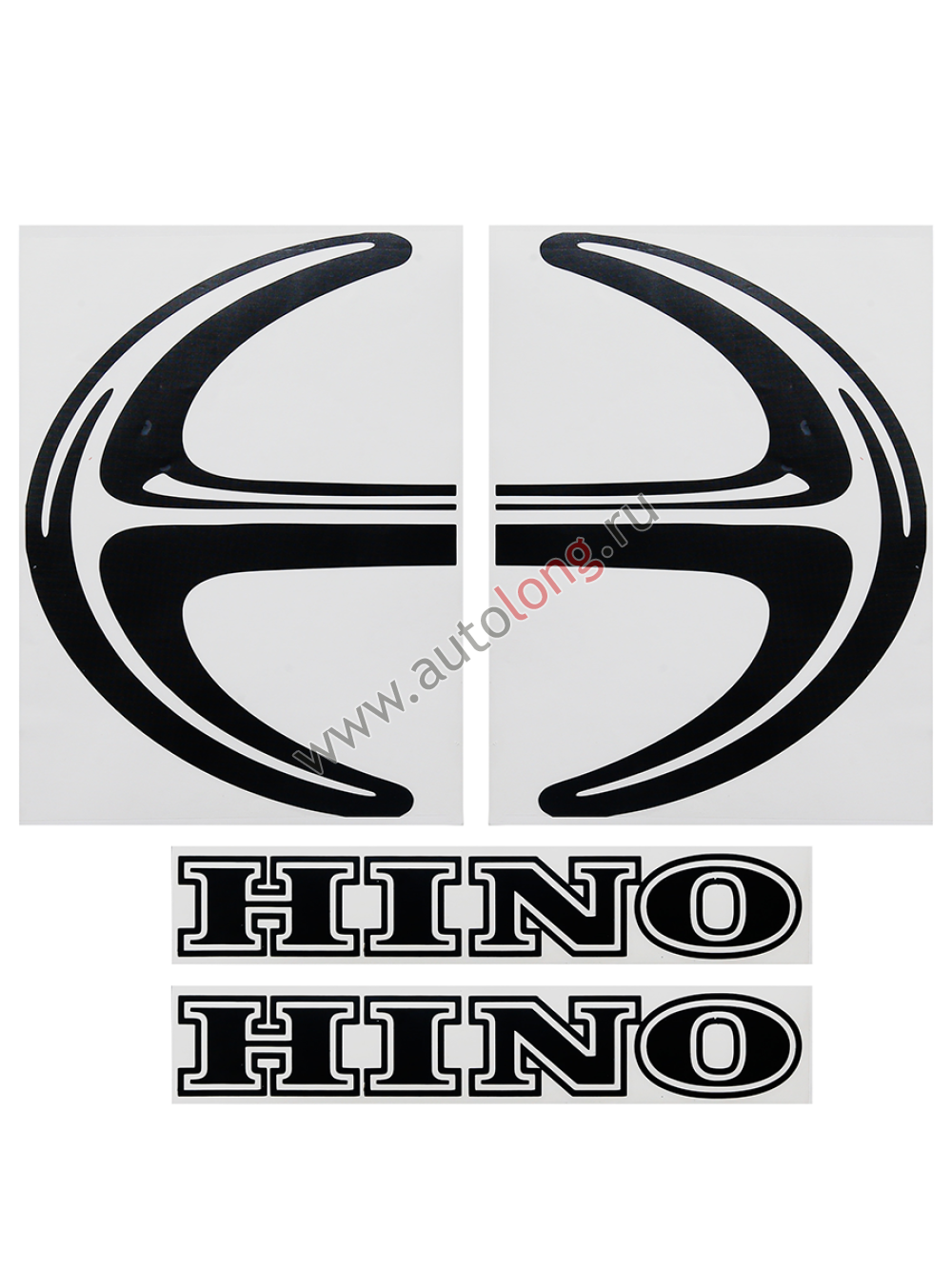 Наклейки на автомобиль HINO (вырезанные) Черные (45х34 см), комплект на две стороны