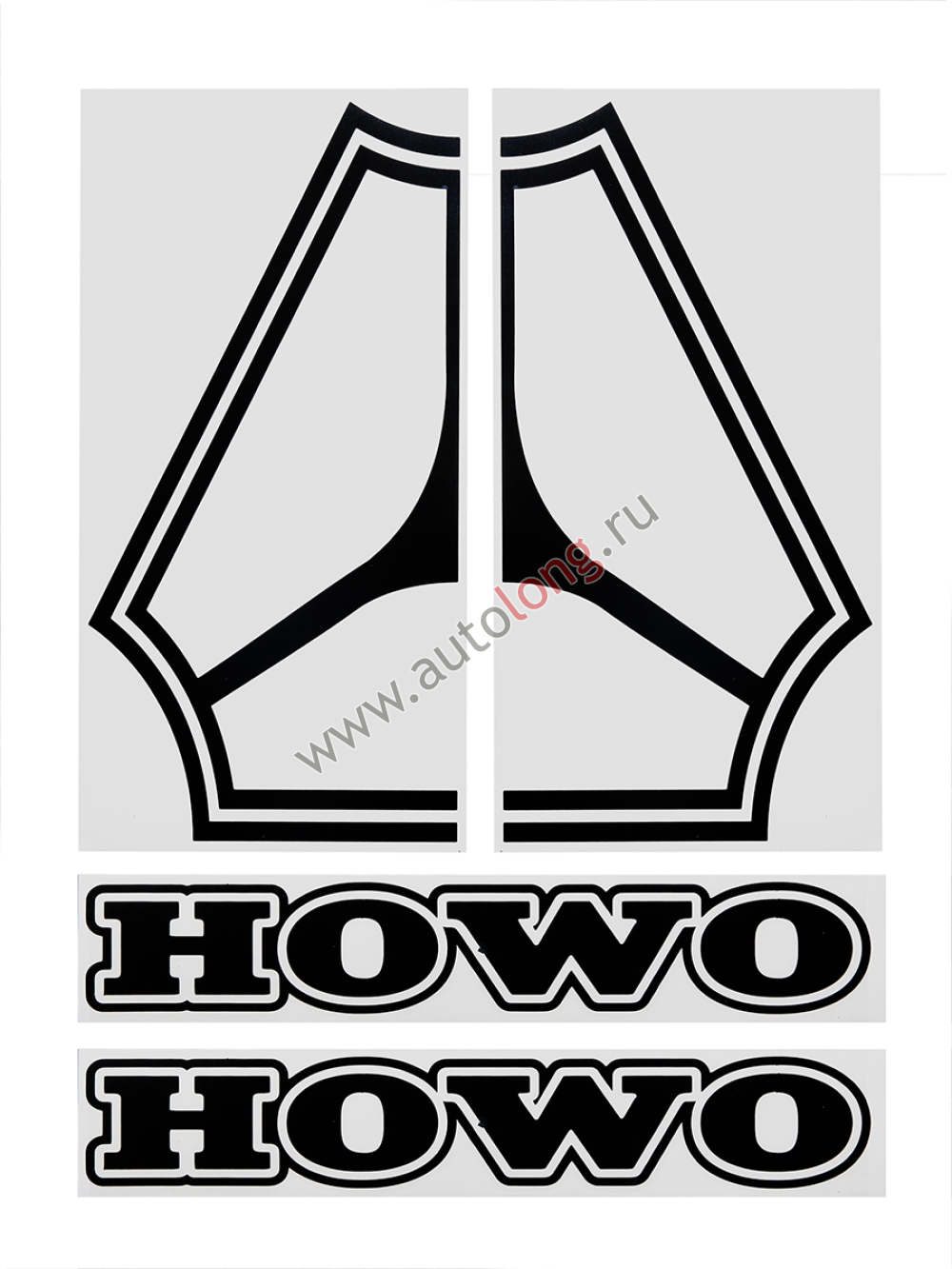 Наклейки на грузовую машину HOWO вырезанные Черные (45х34 см), комплект на две стороны Наклейки на грузовую машину HOWO вырезанные Черные (45х34 см), комплект на две стороны