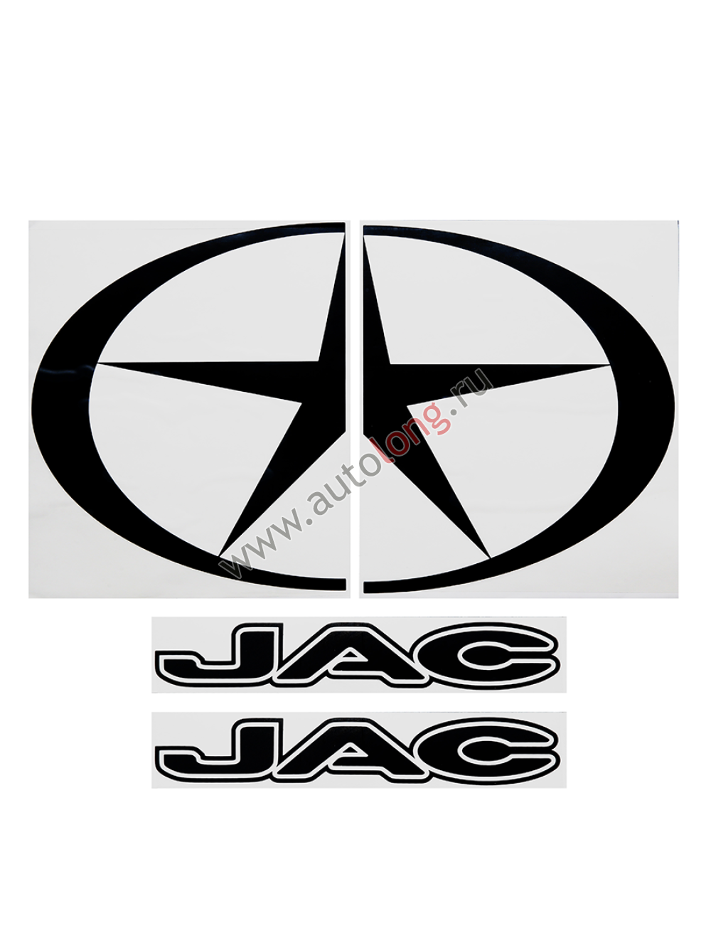 Наклейки на автомобили JAC (вырезанные) Черные (45х34 см), комплект на две стороны