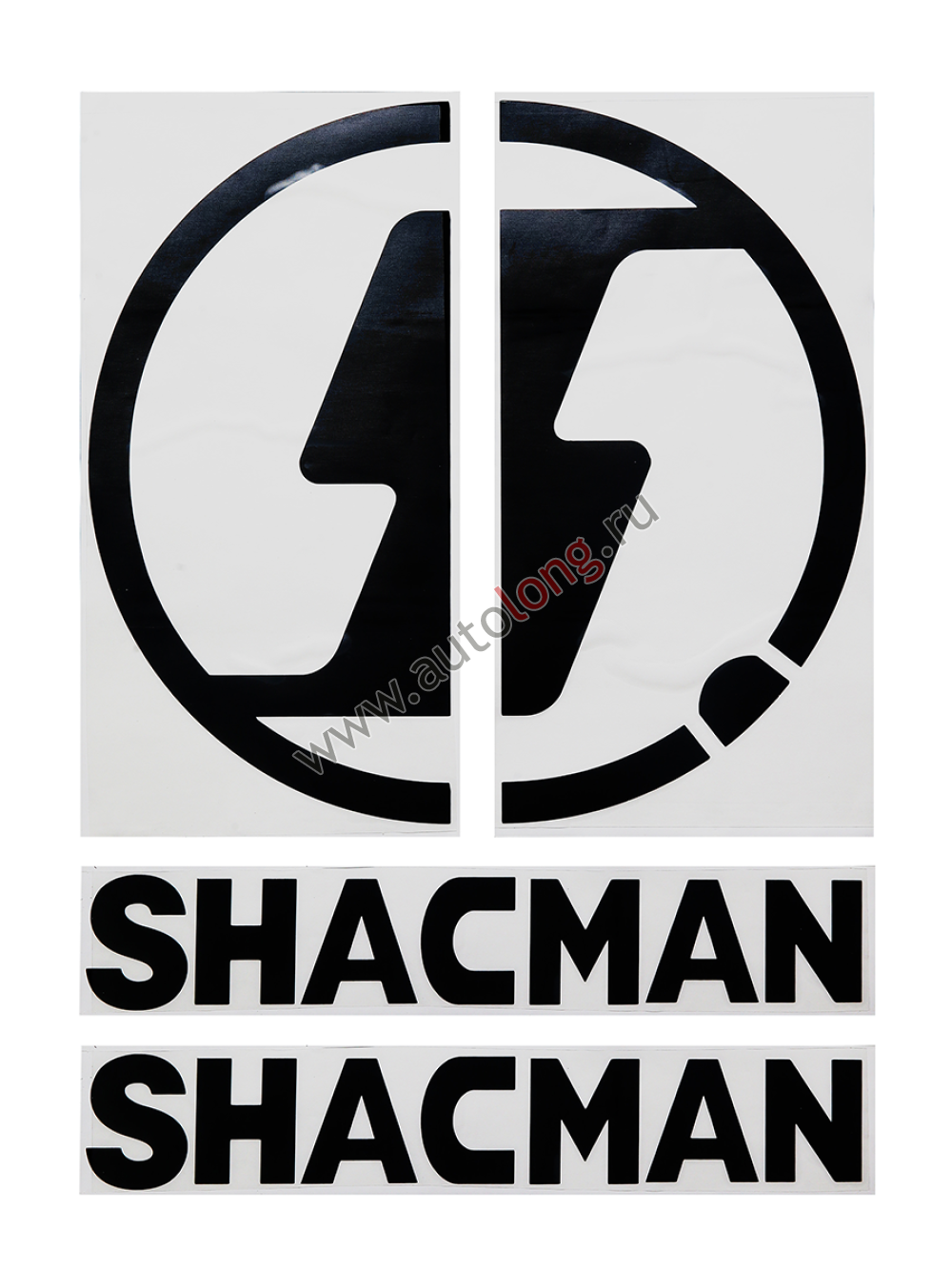Наклейки на автомобили SHACMAN (вырезанные) Черные (45х34см), комплект на две стороны