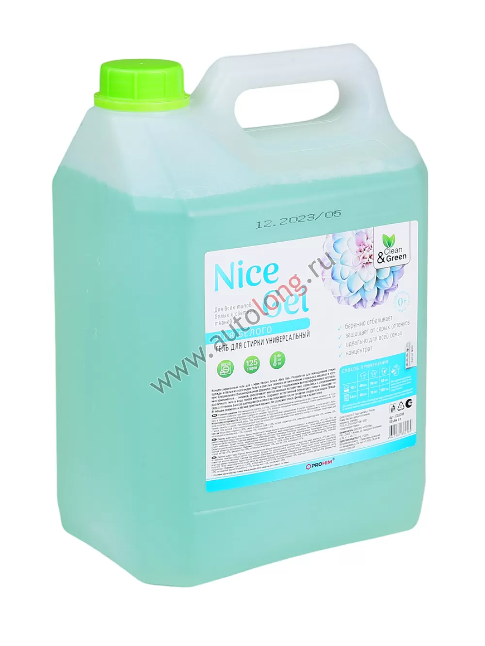 Гель для стирки Nice Gel для белого белья концентрат 5 литров Clean&Green