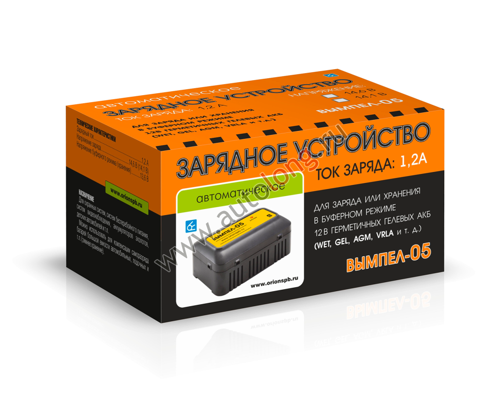 Зарядное устройство для АКБ автомобиля Вымпел-05 (автомат, 1.2А, 14.6В, для гелевых и кислотных АКБ) Зарядное устройство для АКБ автомобиля Вымпел-05 (автомат, 1.2А, 14.6В, для гелевых и кислотных АКБ)