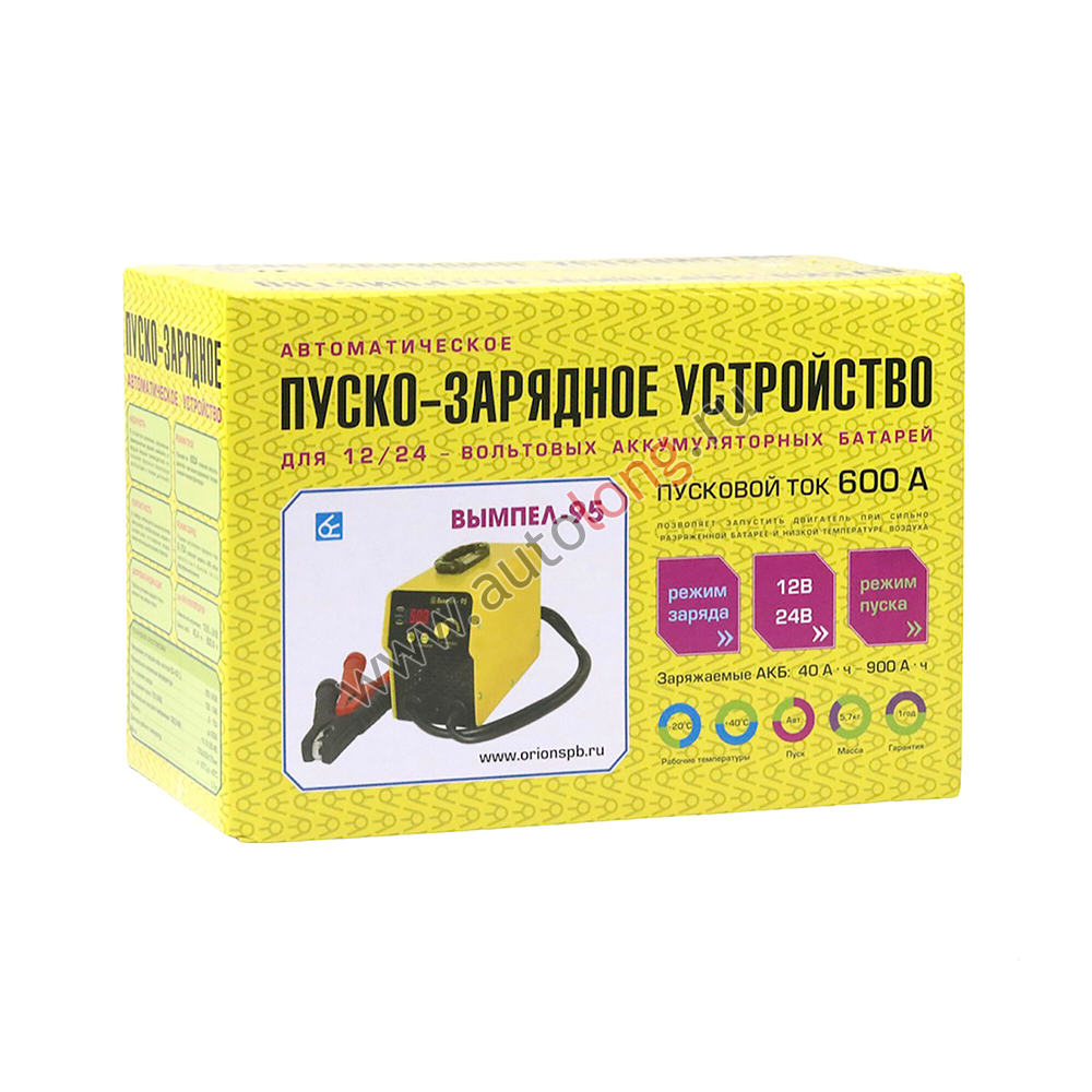 Пуско-зарядное устройство для АКБ автомобиля 12-24В Вымпел-95 автоматическое (пуск-заряд, 600А/75А) Пуско-зарядное устройство для АКБ автомобиля 12-24В Вымпел-95 автоматическое (пуск-заряд, 600А/75А)
