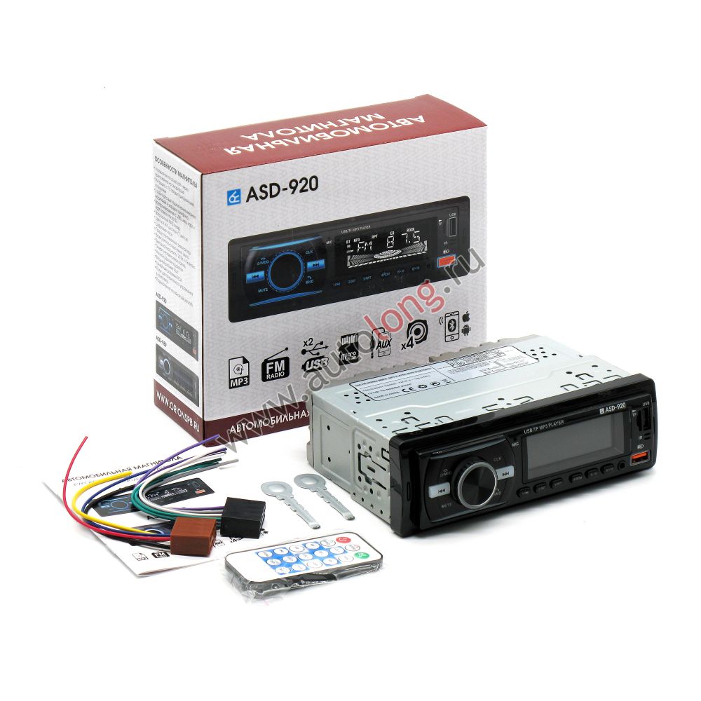 Магнитола автомобильная 12В ASD-920 FM/USB/AUX/bluetooth с пультом ДУ Магнитола автомобильная 12В ASD-920 FM/USB/AUX/bluetooth с пультом ДУ