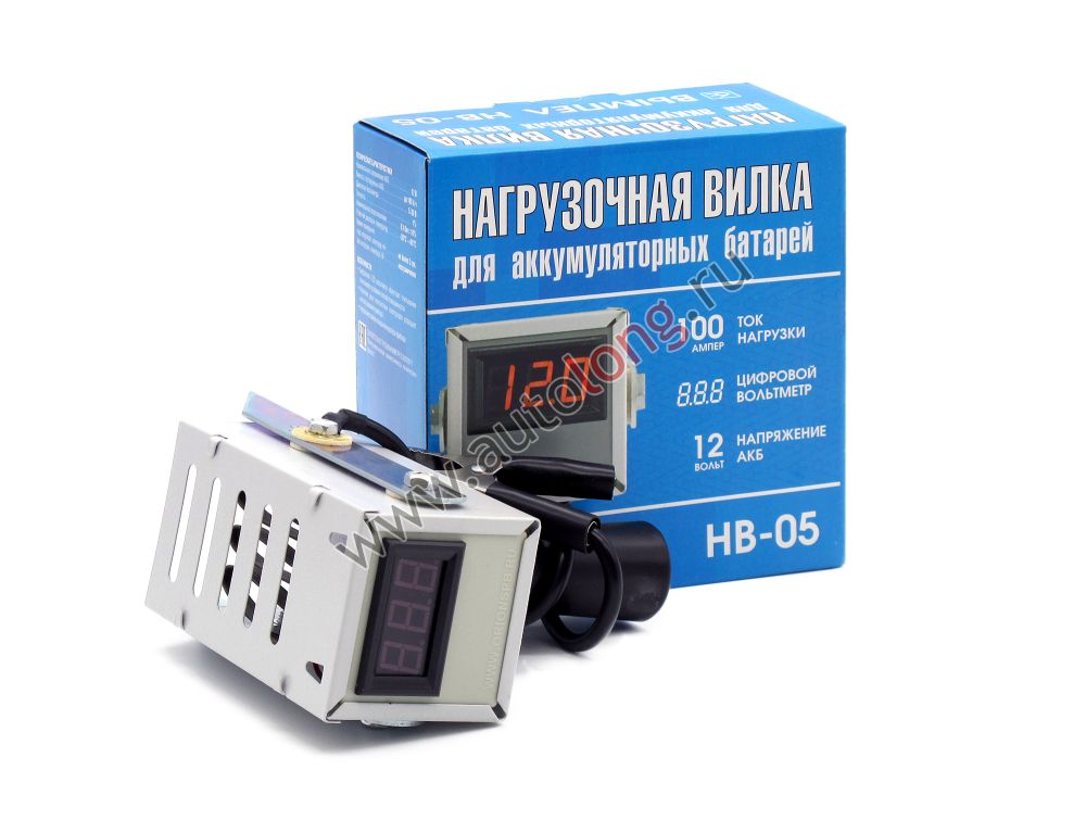 Нагрузочная вилка Вымпел НВ-05 для аккумуляторных батарей 12В, 100А, с цифровым вольтметром Нагрузочная вилка Вымпел НВ-05 для аккумуляторных батарей 12В, 100А, с цифровым вольтметром