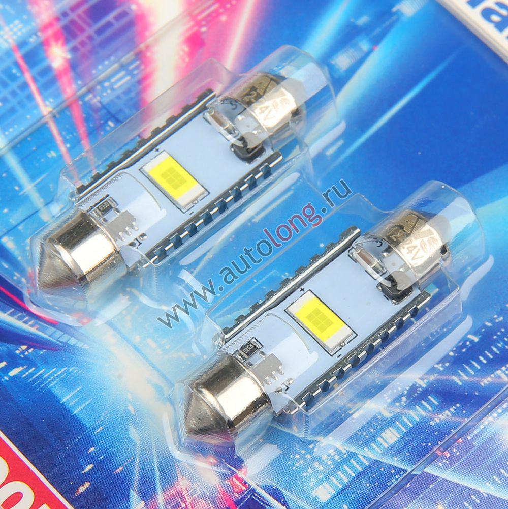 Лампа светодиодная 12-24В SV056 T11 (белый) series PRO light CANBUS (SV8,5) CSP 3570 39мм (2 шт в блистере) Лампа светодиодная 12-24В SV056 T11 (белый) series PRO light CANBUS (SV8,5) CSP 3570 39мм (2 шт в блистере)