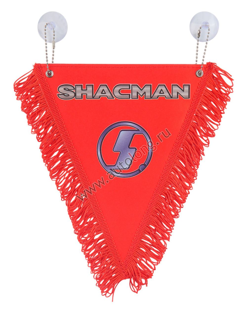 Вымпел автомобильный SHACMAN с бахромой (20х26 см) красный фон купить ...
