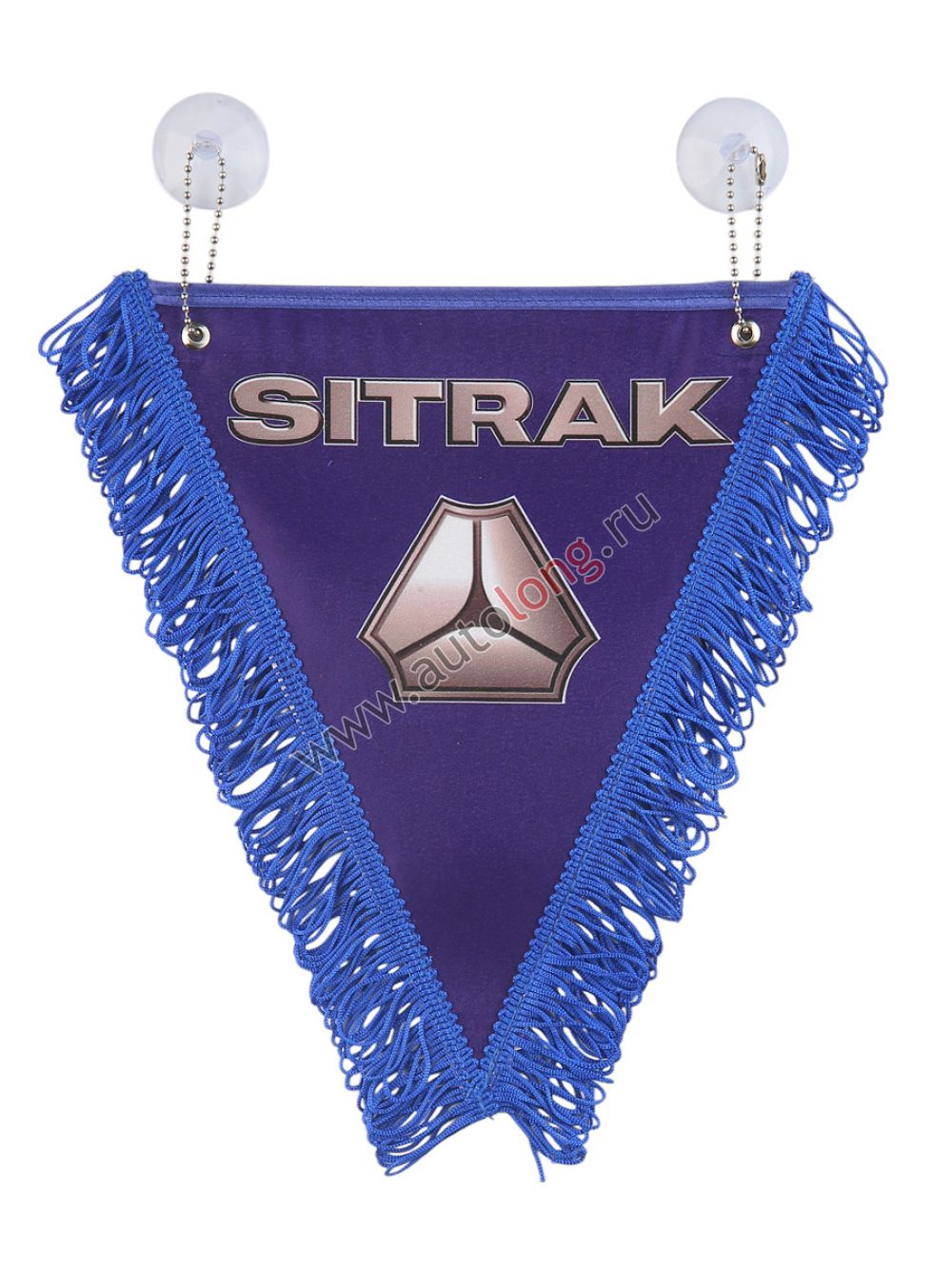 Вымпел автомобильный SITRAK с бахромой (20х26 см) синий фон Вымпел автомобильный SITRAK с бахромой (20х26 см) синий фон