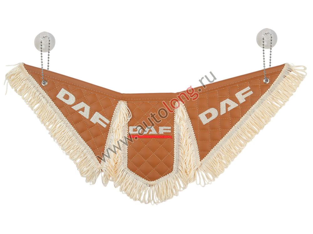 Вымпел автомобильный Тройной DAF (Экокожа с вышивкой) фокс кожа и бежевая бахрома (12077) Вымпел автомобильный Тройной DAF (Экокожа с вышивкой) фокс кожа и бежевая бахрома (12077)