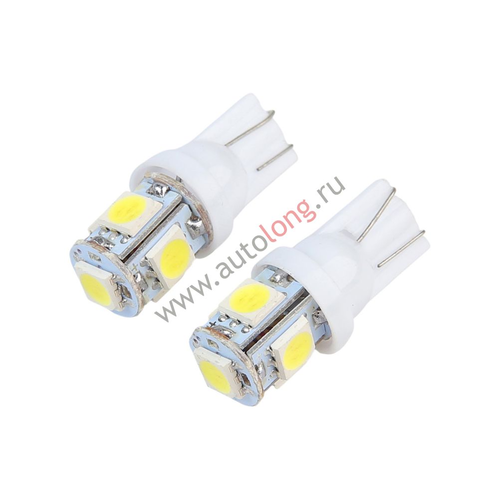 Лампа светодиодная W5W (T10) 5SMD (5050) 12 v,WHITE в габариты, подсветку номера и дверей (2 шт.) Лампа светодиодная W5W (T10) 5SMD (5050) 12 v,WHITE в габариты, подсветку номера и дверей (2 шт.)