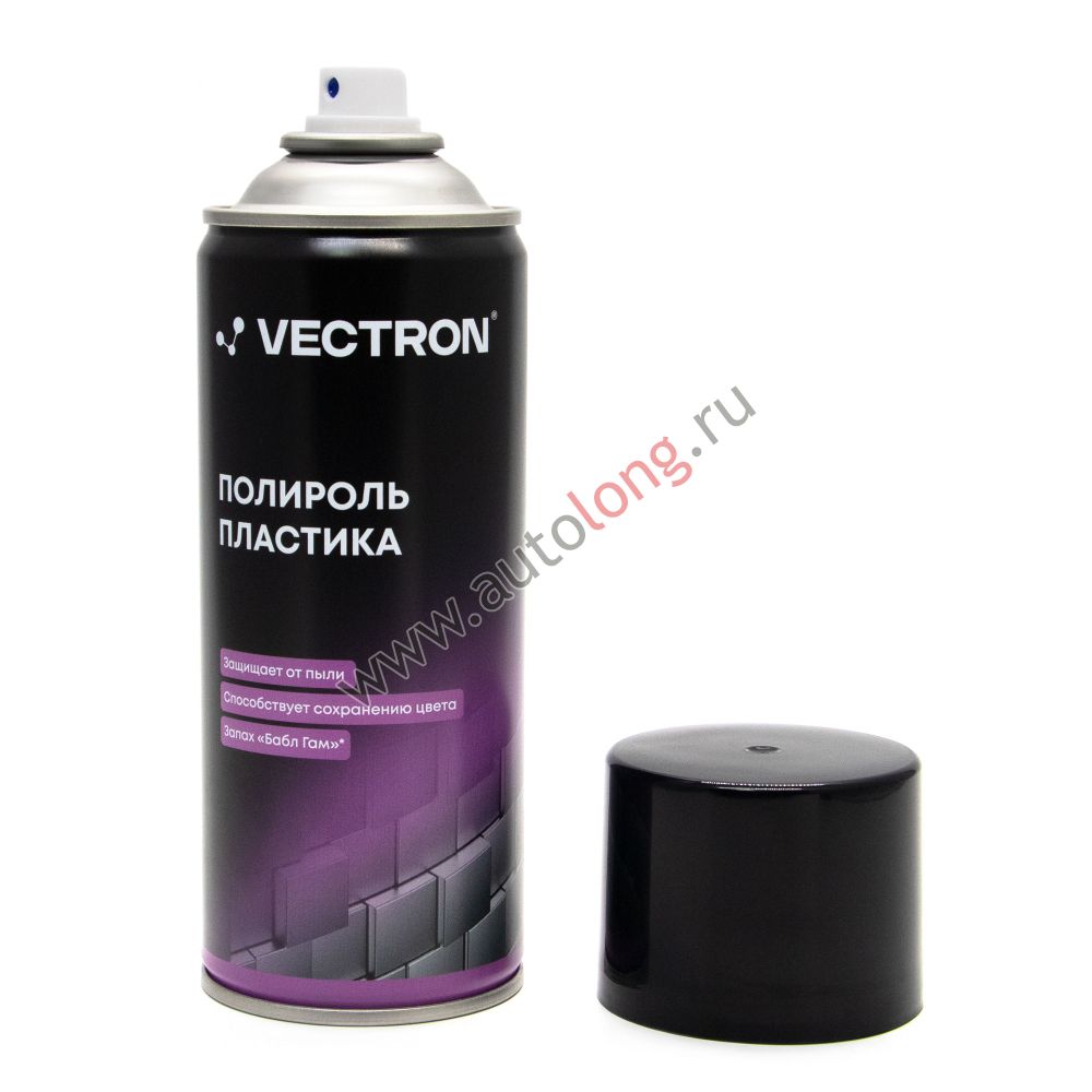 Полироль пластика Vectron, Bubble Gum, аэрозоль, 520 мл, номинальный объем 400 мл, масса 260 г/6/ Полироль пластика Vectron, Bubble Gum, аэрозоль, 520 мл, номинальный объем 400 мл, масса 260 г/6/