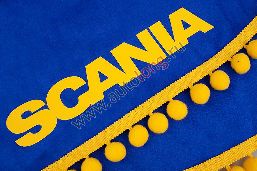 Ламбрекен лобового стекла и угол SCANIA (польская ткань) Синий с желтым