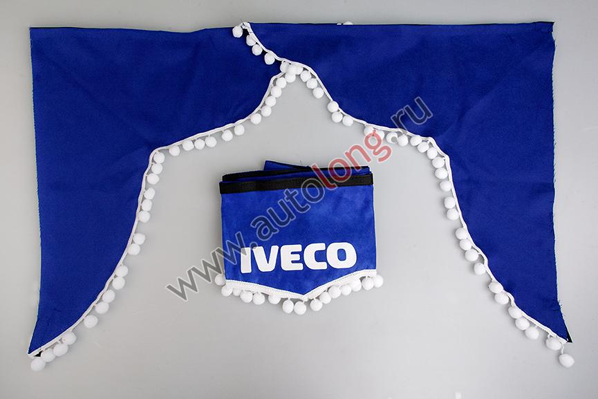 Ламбрекен лобового стекла   угол IVECO (польская ткань) Синий