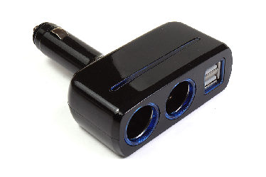 Разветвитель прикуривателя 2-х фазный 2 USB с подсветкой, поворотный Разветвитель прикуривателя 2-х фазный 2 USB с подсветкой, поворотный